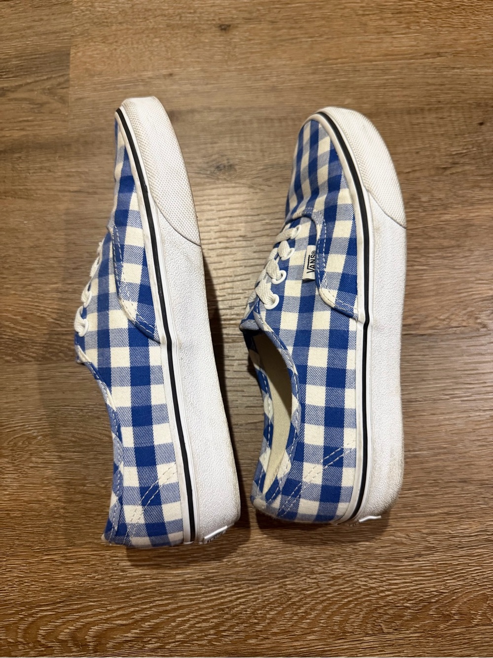 Vans Authentic Blue White Gingham Check Canvas Sneakers Men’s 6 Women’s 7.5 - Picture 7 of 11